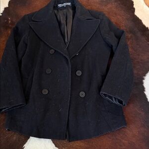 Elegant Black Double-Breasted Peacoat